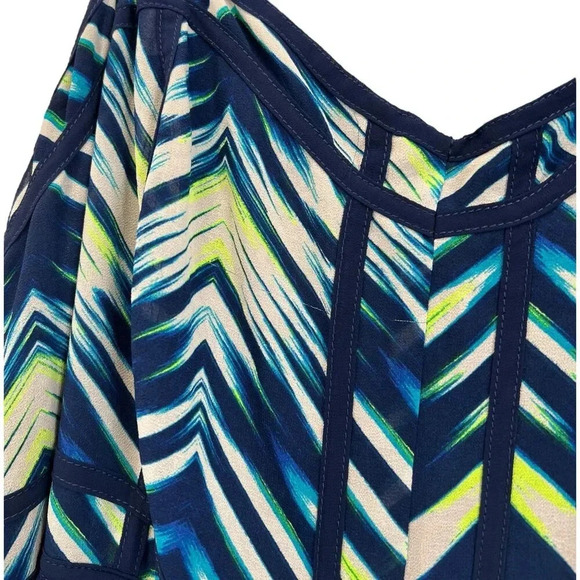 Torrid Blue Neon Chevron Chiffon Maxi Dress 20 - Picture 5 of 6